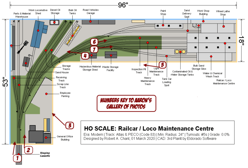 Rob Chant's original Track Plan with numbers keying to Aaron's gallery of photos